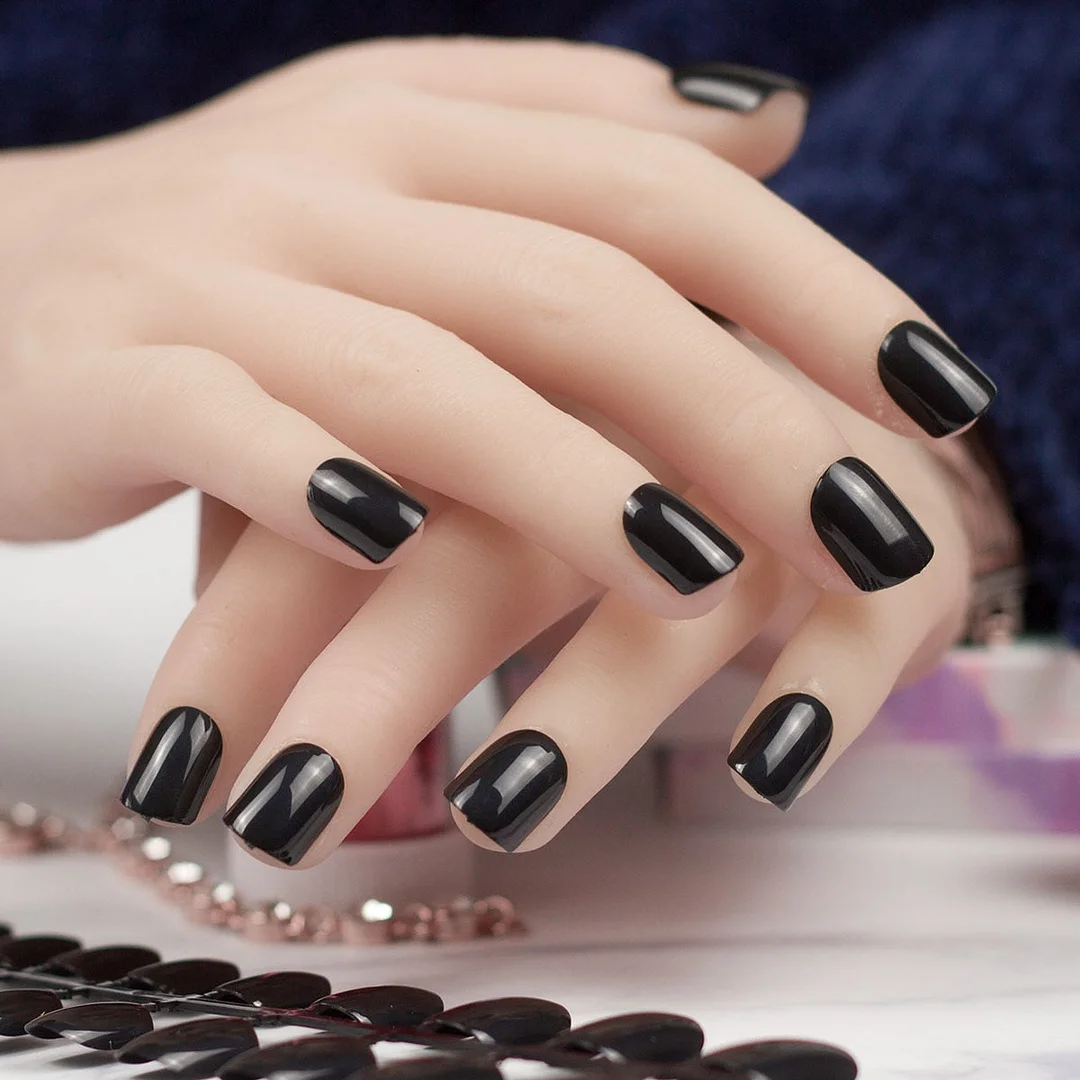 5 Sets/Lot 24pcs Artficial Nails Pure Color Fake Nails Art Decoration Short Square Head Full Cover False Nail Art Tips Display-Nail Inspo