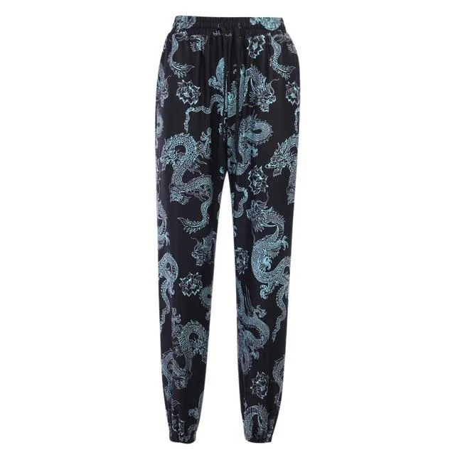 Dragon Print Trousers Pants