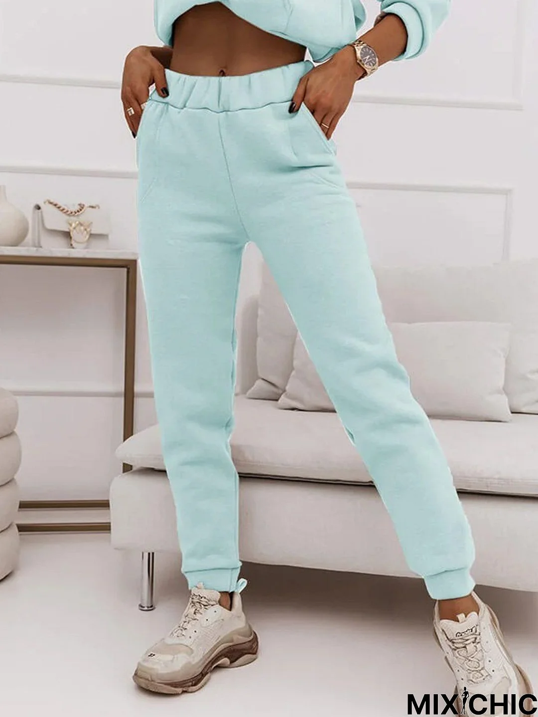 Plain Pockets Casual Sweatpants