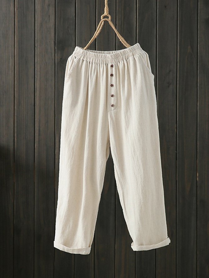 Cotton-Blend Casual Pants