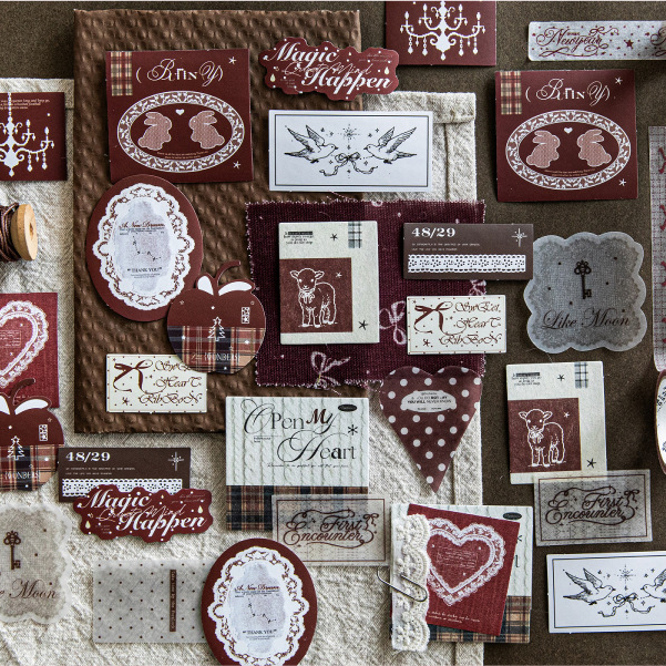 스티커 - 무기염 색상 시리즈 귀여운 사랑 패턴