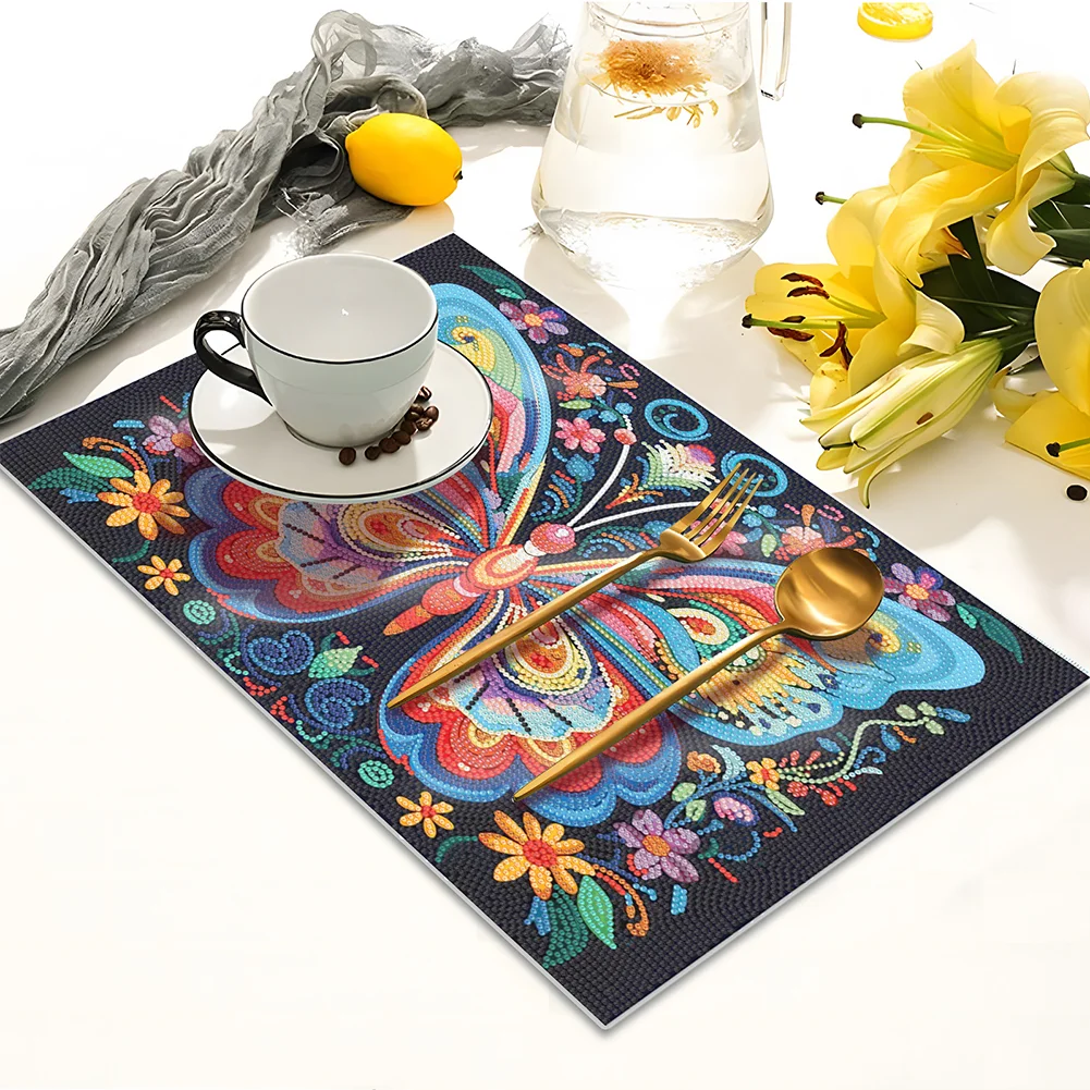 DIY Butterfly Diamond Painting Placemat Heat Resistant Diamond Art Table Mat