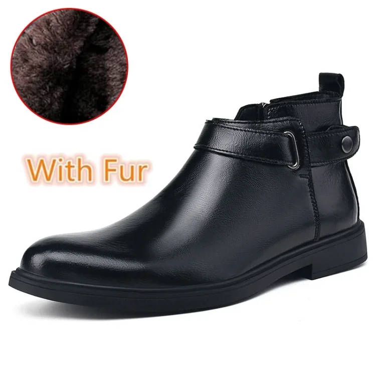 Gregorysupply Soft Leather Men's Boots Chelsea Fashion Shoes Hot Sale Men Winter Ankle Boots Man Business Dress Shoes Slip on Male Snow Boots