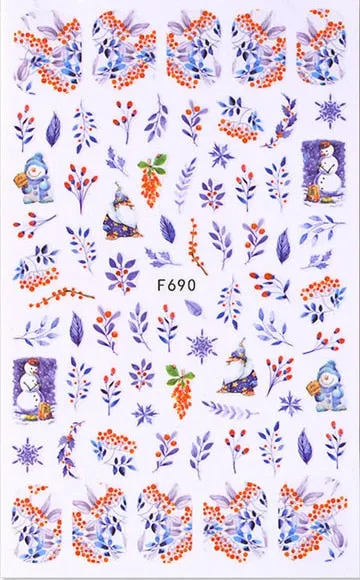 Christmas Nail Sticker Santa Claus Elk Snowman Gift Xmas Cartoon Winter Decal Nail Art Decor Water Sticker Christmas Nail Stick-Nail Inspo