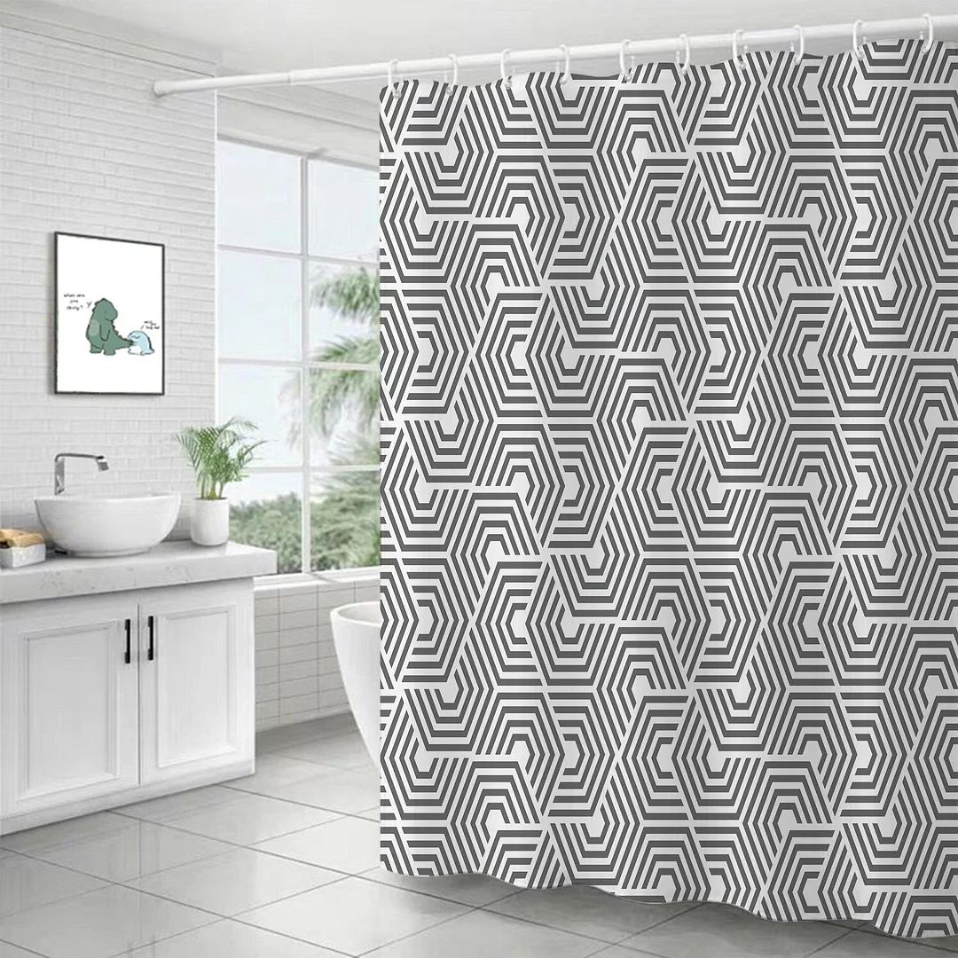 Waterproof Shower Curtains for Bathroom Home Decor Polyester Fabric Shower Curtains Geometric Pattern Multi-size Shower Curtain