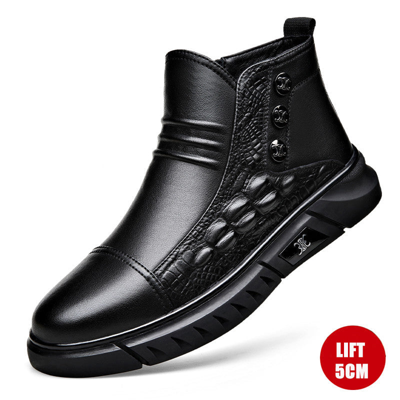 Crocodile Print High-top Leather Boots DANRRIO.COM DANRRIO