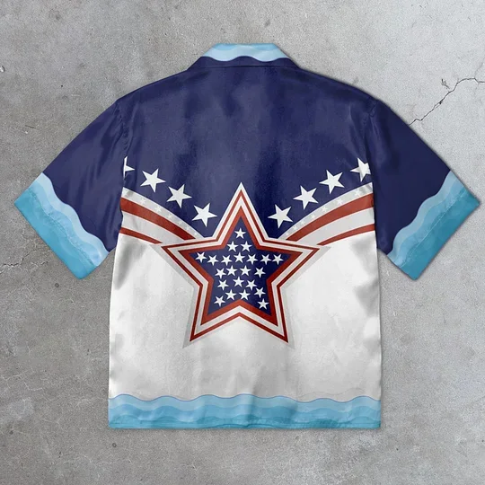 Star Printed Hawaii Street Short Sleeve Shirts