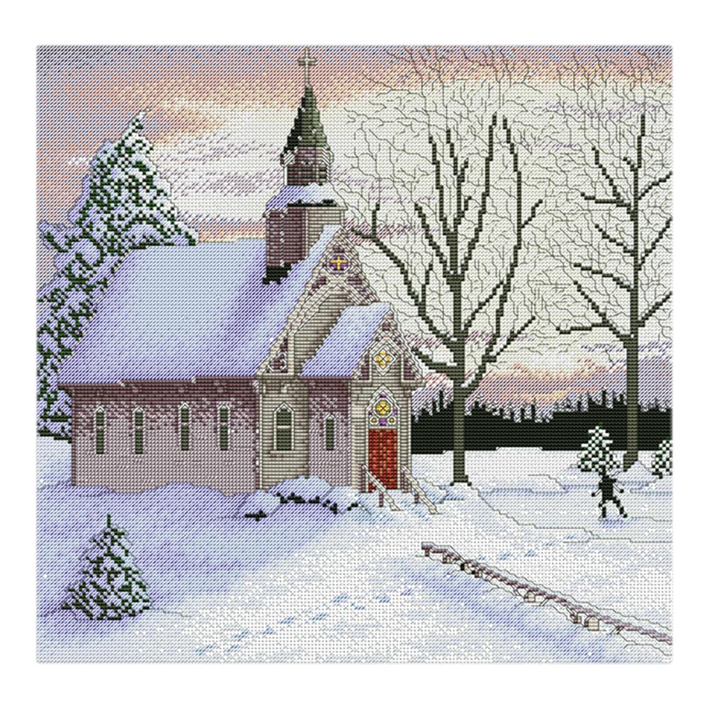 

Winter Cabin - 11CT Stamped Cross Stitch - 51*49cm, 501 Original