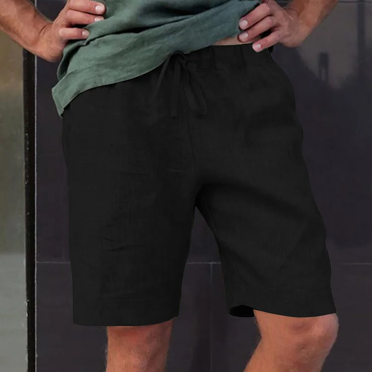 Men's Linen Multi-pocket Drawstring Casual Shorts