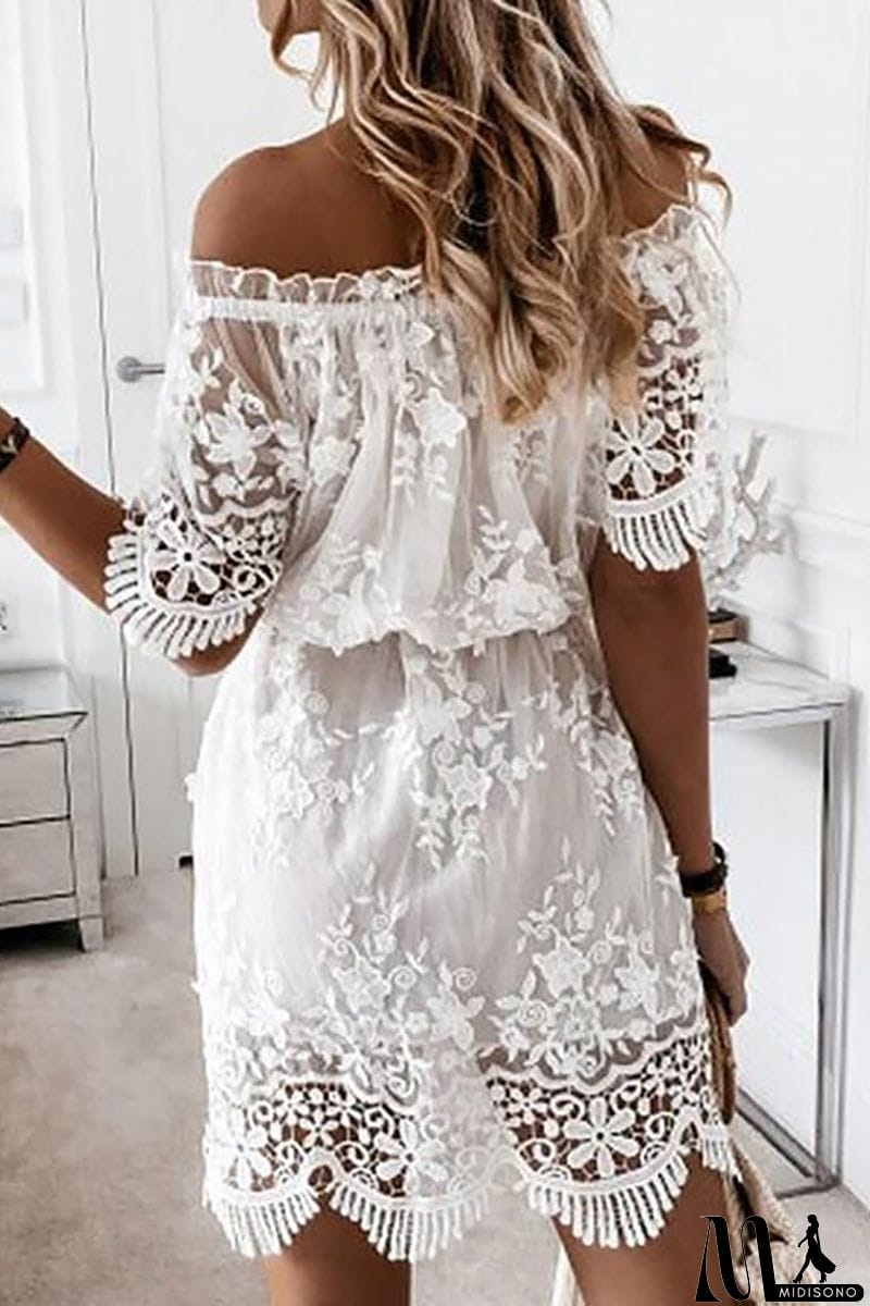MidiSono - Off Shoulder Lace Mini Dress