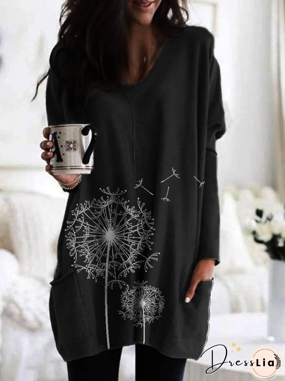 Women Dandelion Pattern Loose Top