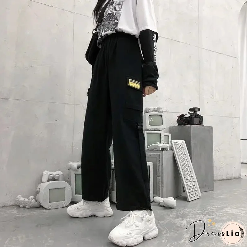 Dark Retro Gothic Women's Pants Contrast Color Striped Mesh Splicing Woven Pants Fashion Streetwear Workwear Wide Leg Pants