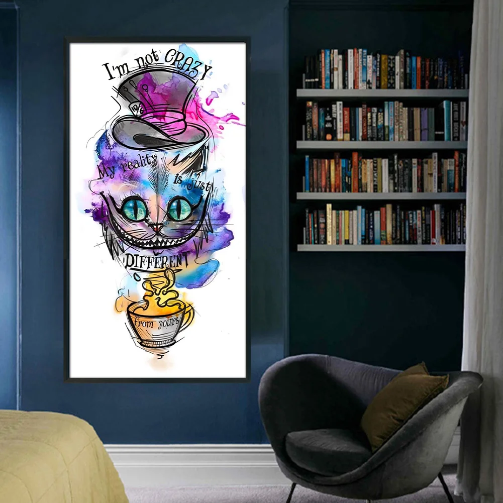 11CT Full Stamped Cross Stitch - Alice Cat(Canvas|35*65CM)