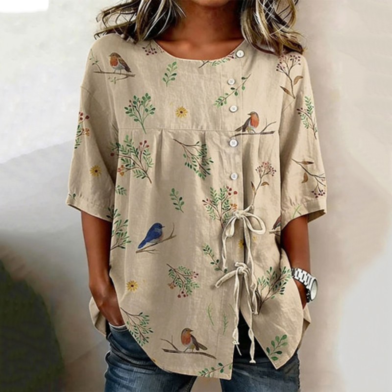 Comstylish Women's Loose Floral Shirt