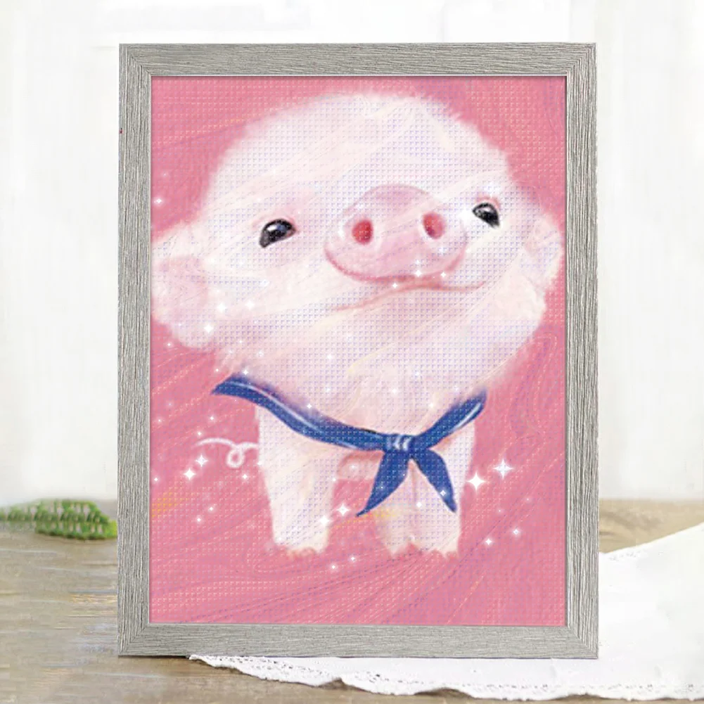 9CT Full Stamped Cross Stitch Bead Embroidery - Pig(Canvas|20*28CM)