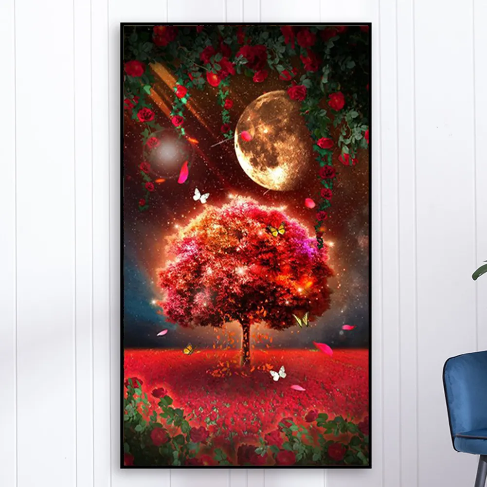 Full Round Diamond Painting 40*70cm - Moonlight Meteor Butterfly Mangrove