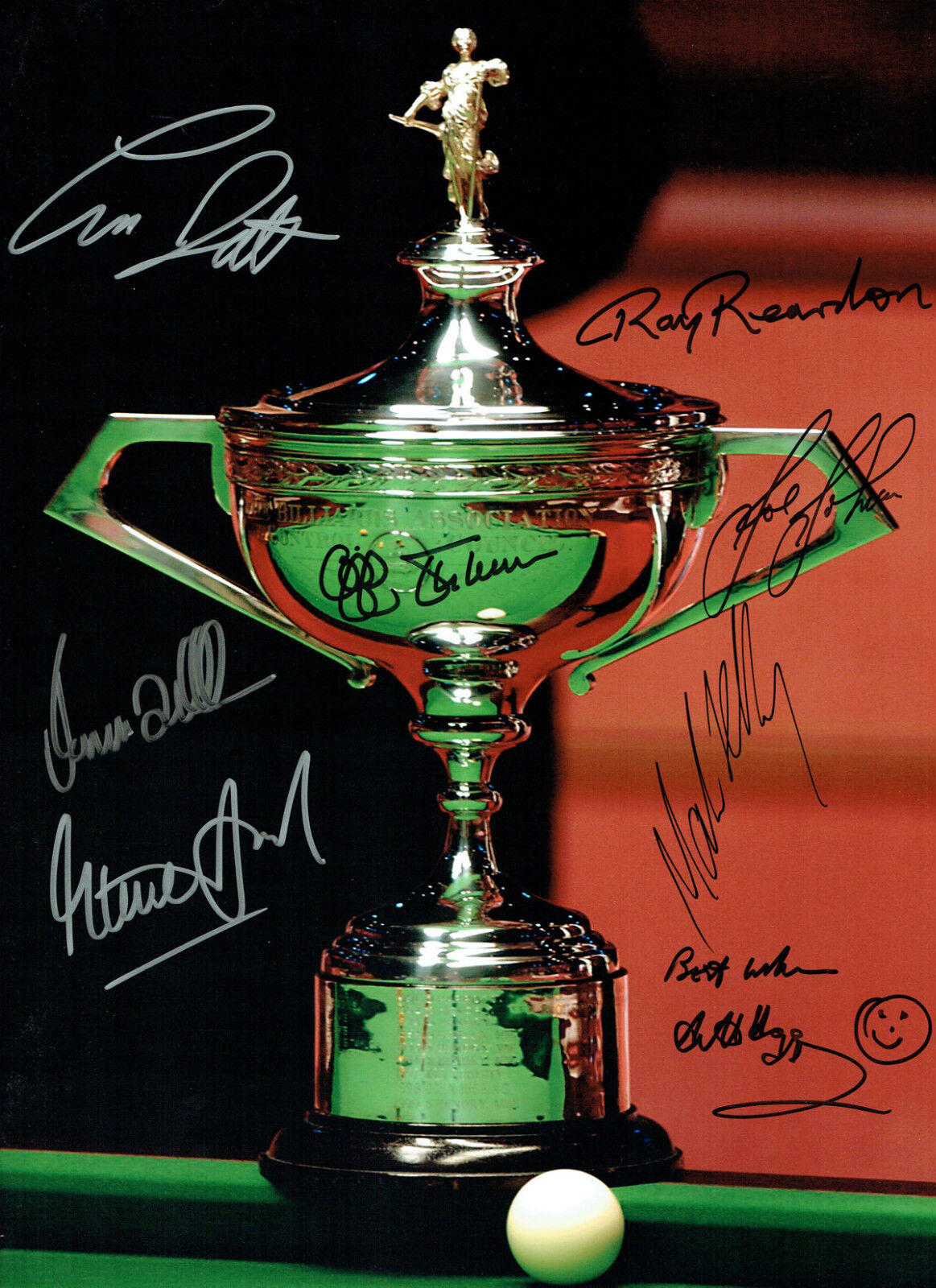 Alex HIGGINS & 7 WORLD SNOOKER Champions Autograph 16x12 Signed Photo Poster painting AFTAL COA