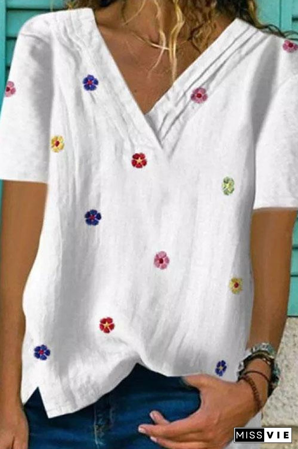 Cotton Linen Short Sleeve Top