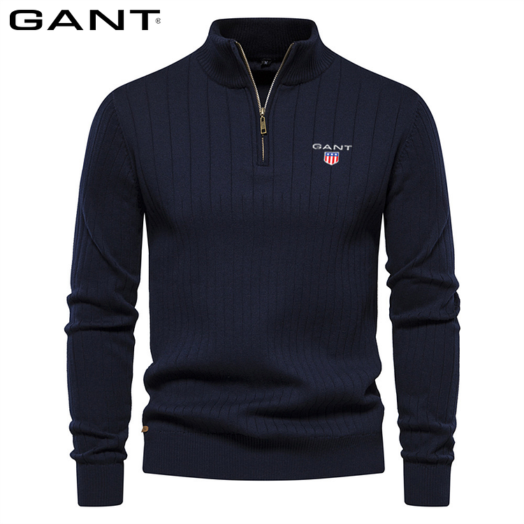 GANT® pánský svetr s límcem pro podzim/zimu s dlouhým rukávem a polovičním zipem