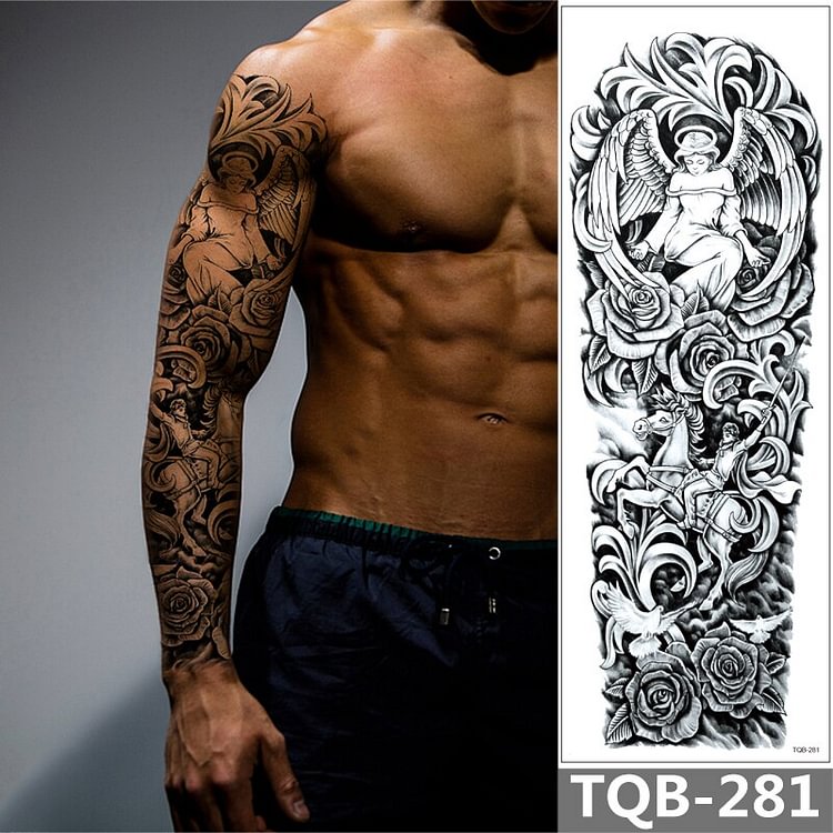 Large Arm Sleeve Tattoo Angel Waterproof Temporary Tatto Sticker Skull Totem Body Art Full Fake Tatoo Women Men