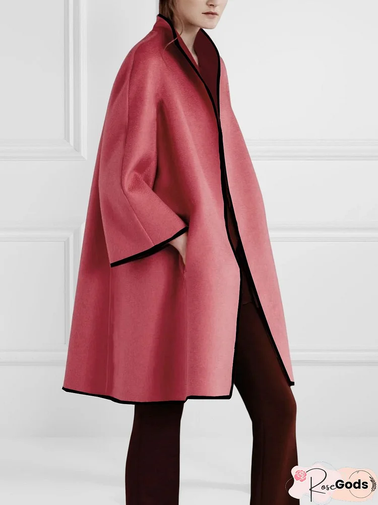 Long Sleeve Elegant Plain Loose Overcoat