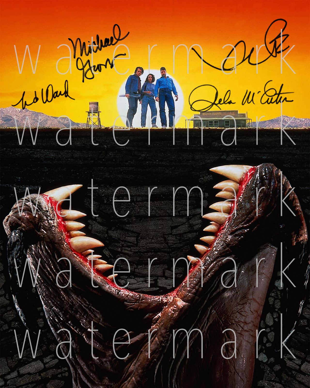 Tremors signed 8x10 Photo Poster painting poster autograph RP Kevin Bacon, Reba McEntire