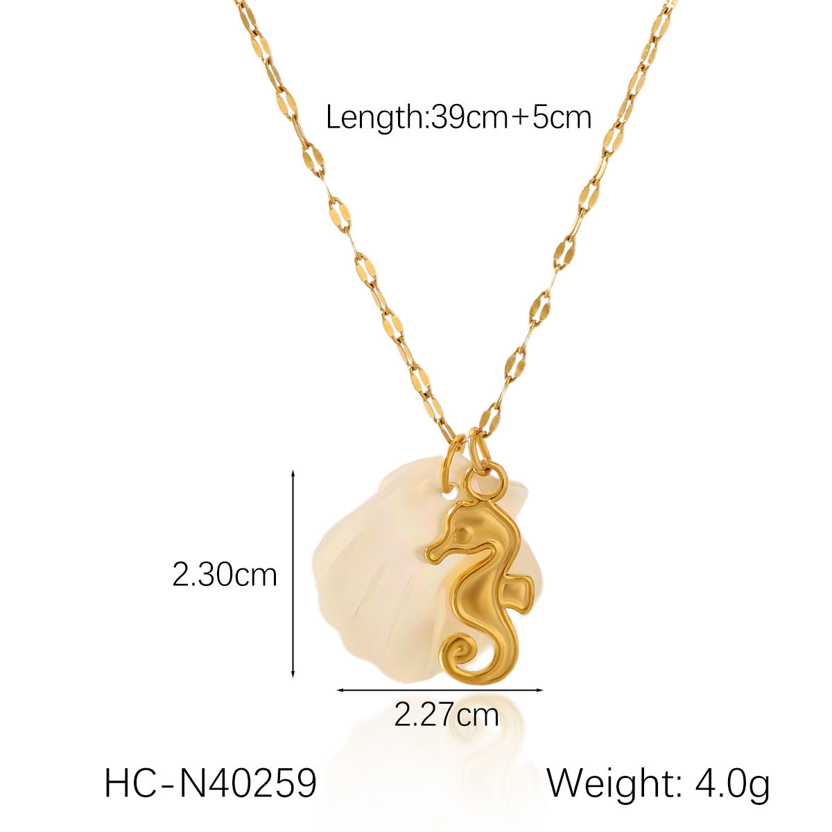 18K Gold Stainless Steel Starfish Seahorse Ocean Style Shell Pendant Necklace Ins Style Niche Design Clavicle Chain