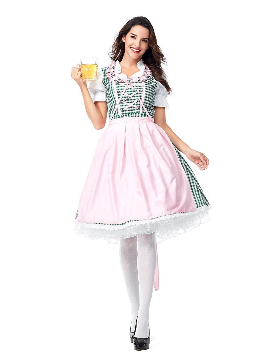 Womens Pink Cute Dress Oktoberfest Fraulein Costume
