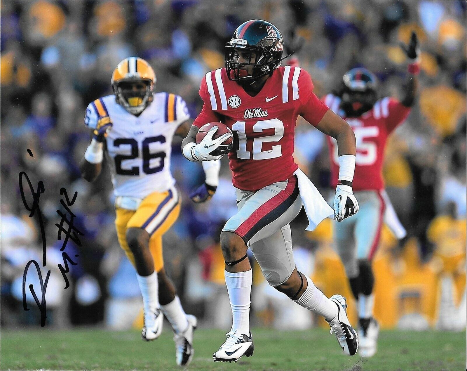 INDIANAPOLIS COLTS DONTE MONCRIEF HAND SIGNED OLE MISS REBELS 8X10 Photo Poster painting W/COA