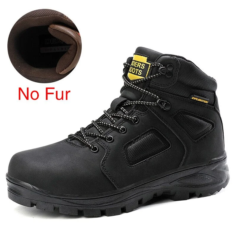 DEKABR Split Leather Men Waterproof Warm Boots Men Casual Shoes Fashion Ankle Boots For Men High Top Outdoor Winter Men Boots