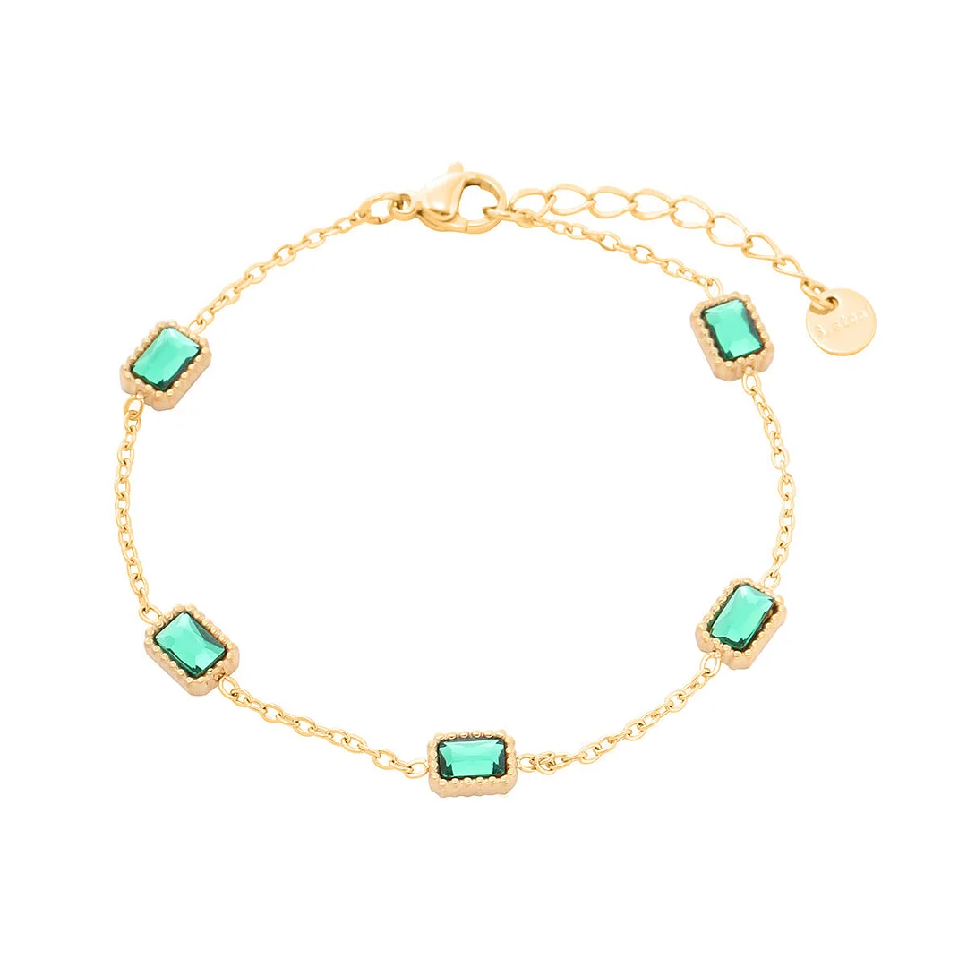 Square Color Diamond Titanium Steel Bracelet