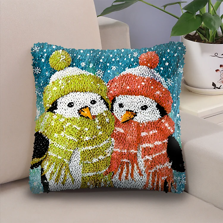 Couple Snowman Latch Hook Pillow Kit for Adult, Beginner and Kid veirousa