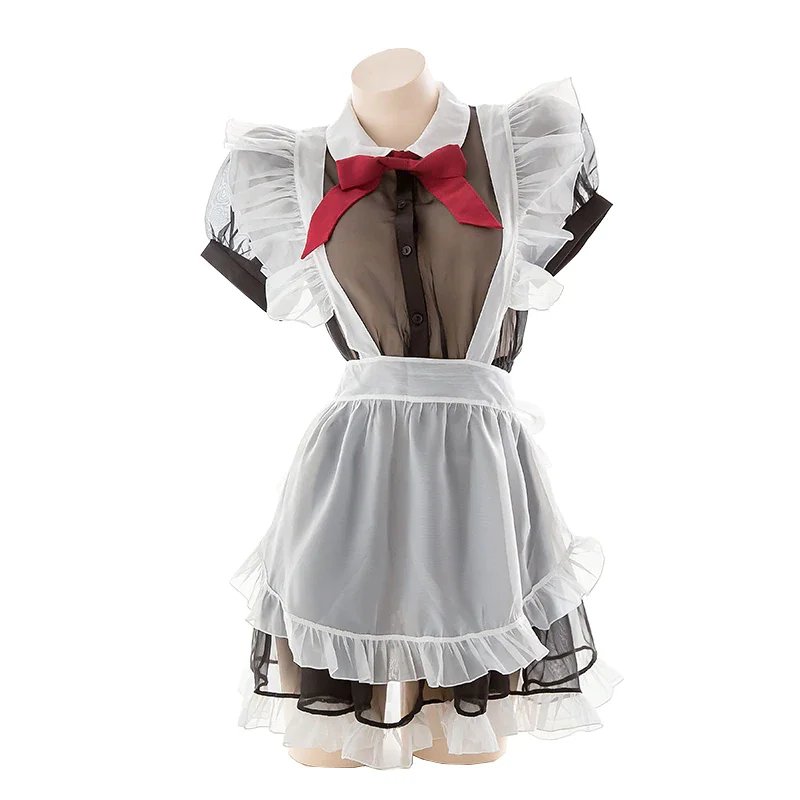 Billionm OJBK New Kawaii Sexy Transparent Cosplay Costumes Maid Sexy Lingerie for Women High quality Temptation Dress With Cute Bowknot
