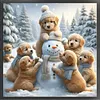 Golden Retriever Snowman-14CT Stamped Cross Stitch 40*40cm tapestrymarket