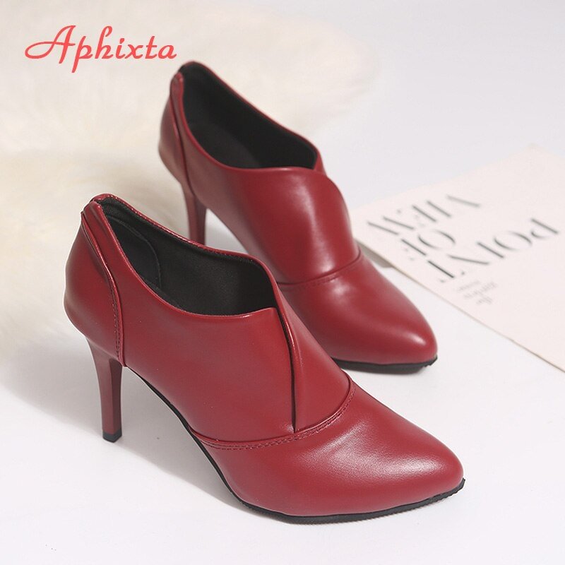 Aphixta 9cm Stiletto Heels Boots Women 2020 Autumn Shoes Woman Chelsea Ankle Boots Pointed Toe Shoes Super High Heel Botas mujer