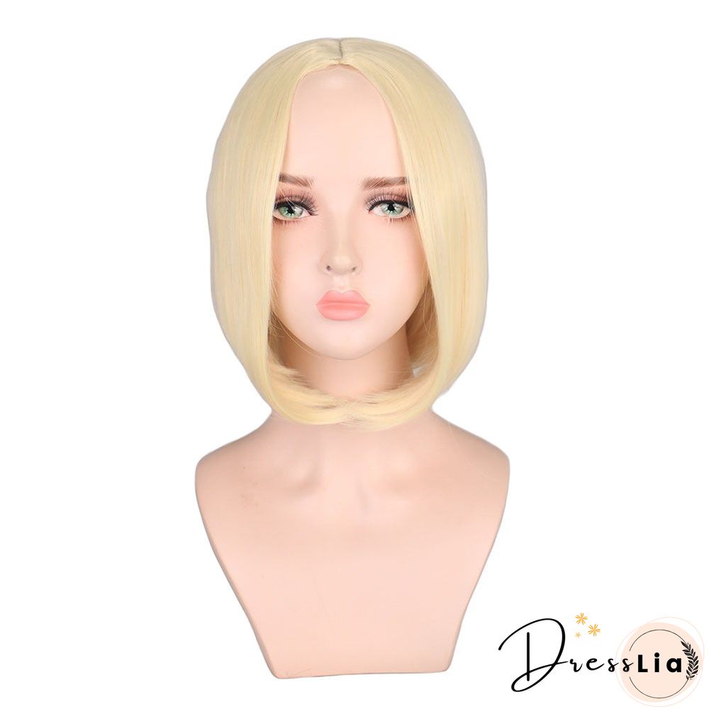 Chemical Fiber High Temperature Silk Women's Medium Split Short Straight Hair