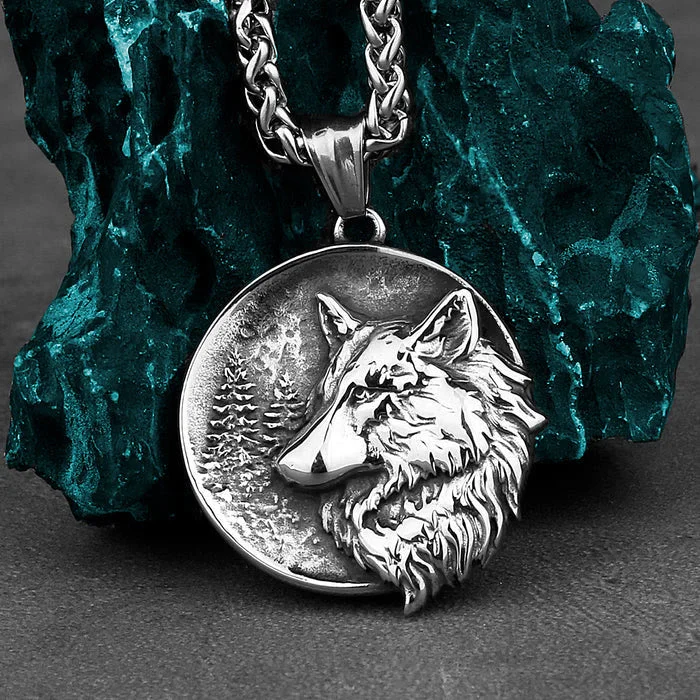 Coutureaura Men's Viking Wolf Necklace