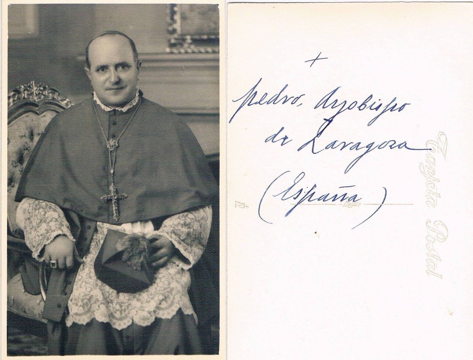 Archbishop Pedro Cantero Cuadrado 1902-78 autograph verso signed 3.5x5.5 Photo Poster painting