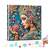 Diamond Painting-DIY Special Shaped Drill Colorful Woman with Frame(29x29cm)
