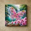 (Pre-Framed)Pink Butterfly-Special Shape Diamond Painting Kit(25x25cm)