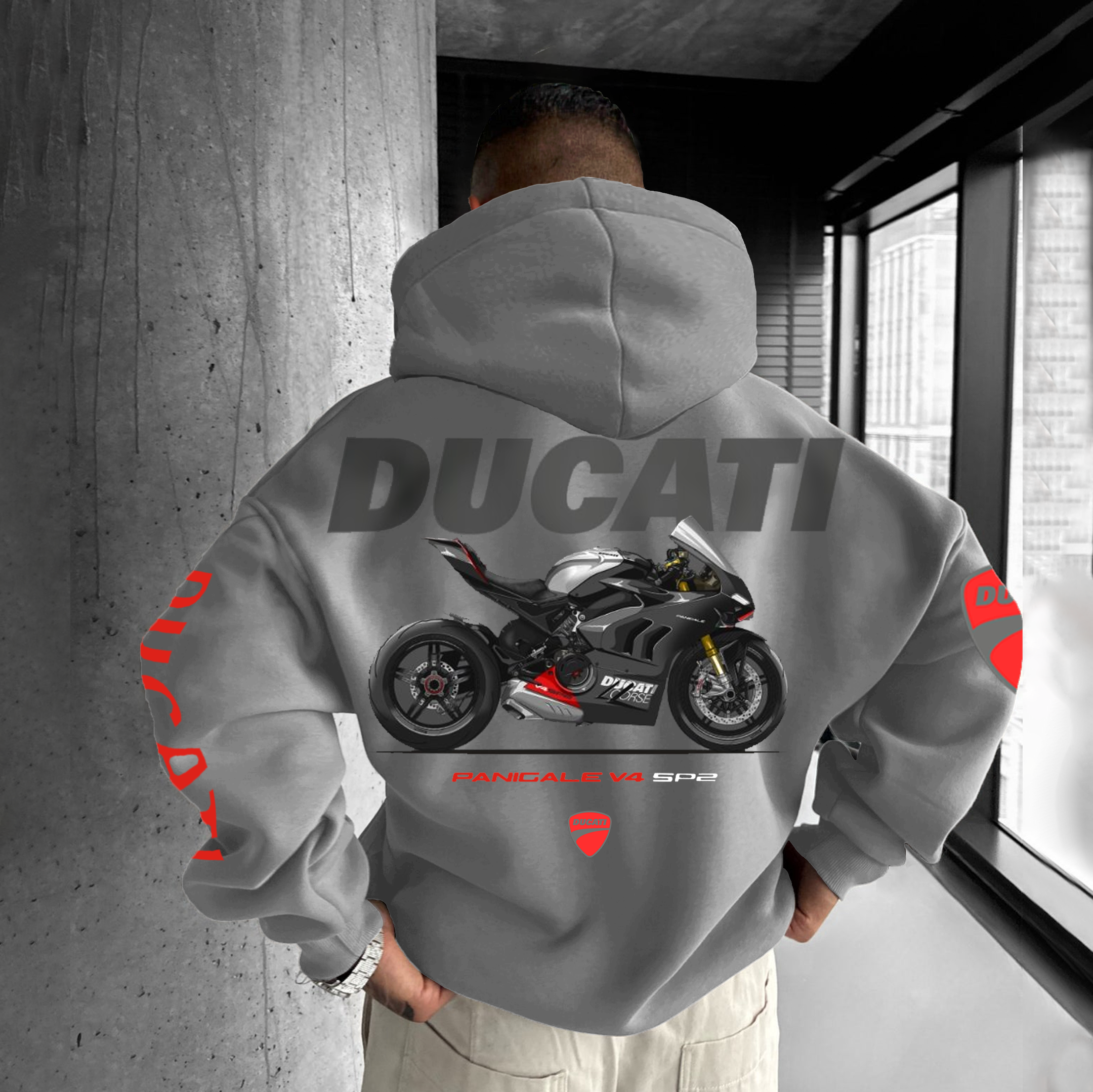 Unisex Motorcycle Racing Street Wear Oversized Printed Sweatshirt