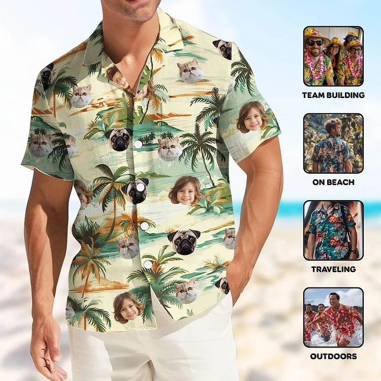 Custom Photo Dog Hawaiian Shirt, Dog Dad Hawaiian Aloha Shirt