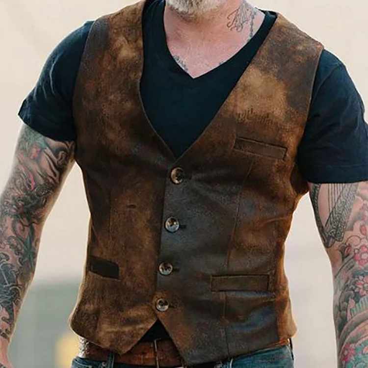 Retro Gentleman Suede Single Breasted Slim Fit Vest