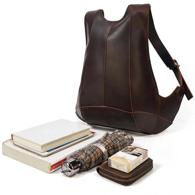 Handmade Crazy Horse Leather Men's Backpack