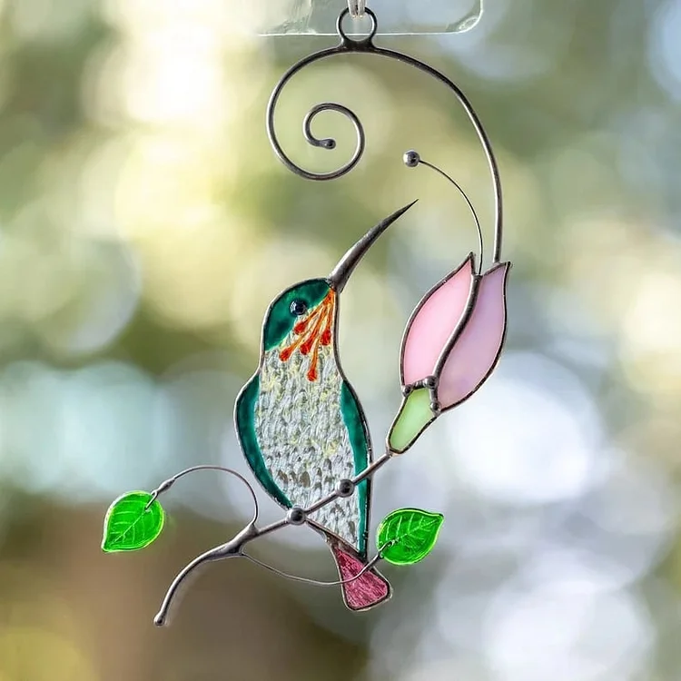 💖Mother's Day Gift- Handmade Stained Hummingbird Suncatcher