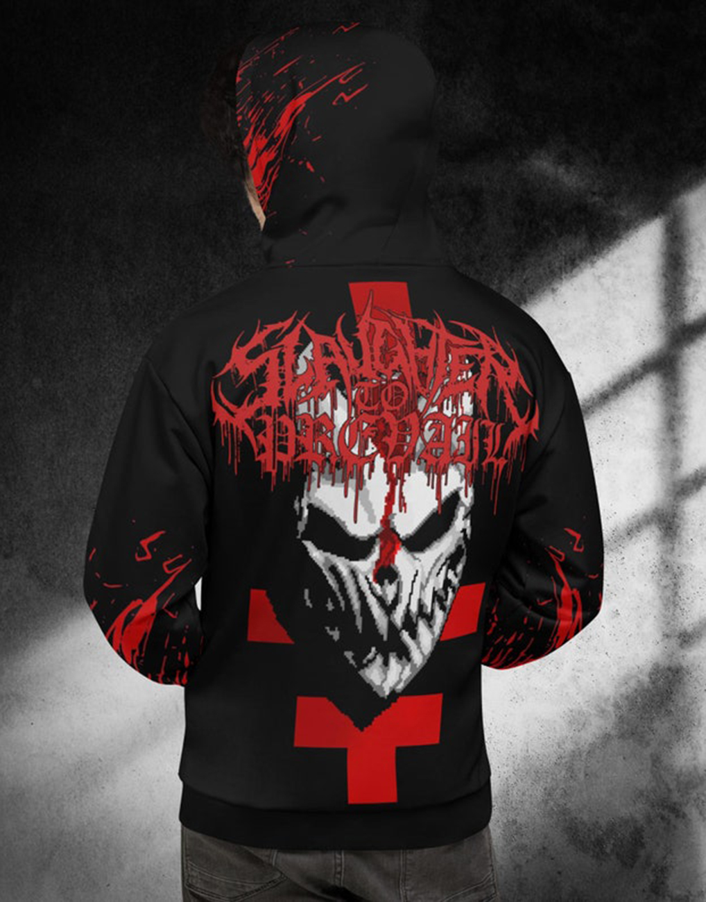 Unisex Goth Bloody CrossPastel Gothic Printed Casual Hoodie / Rvogue / Rvogue