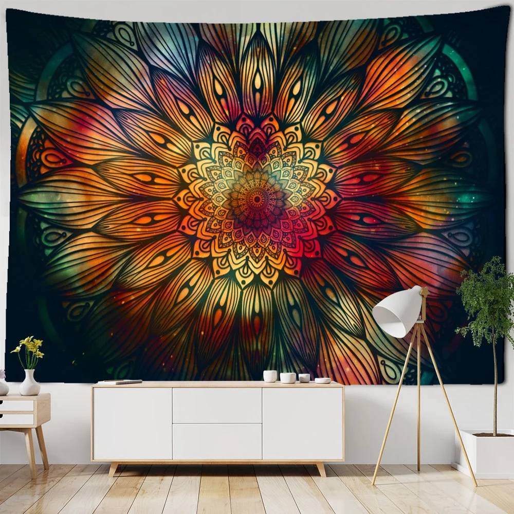 Starry Sky Mandala Tapestry Wall Hanging Psychedelic Witchcraft Abstract Hippie Tapiz Bohemian Home Decor