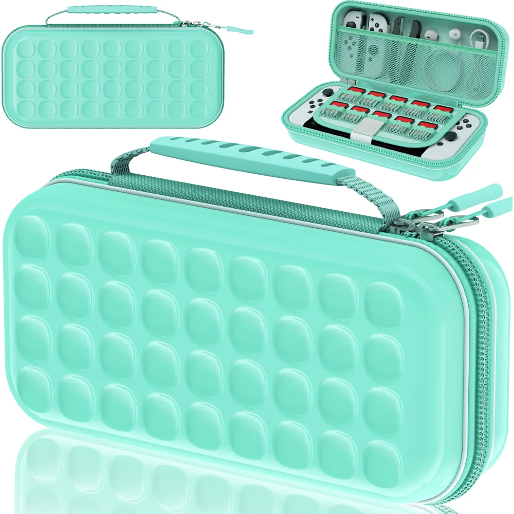 DinoFire For Switch OLED Accssories Case For Nintendo Switch OLED Console Carrying Bag Protective Hard Carry Storage Bag-Light Blue