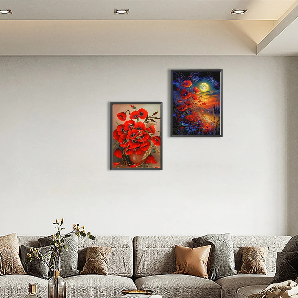 2pcs Diamond Painting - Full Round Drill - Poppy(Canvas|30*40cm)