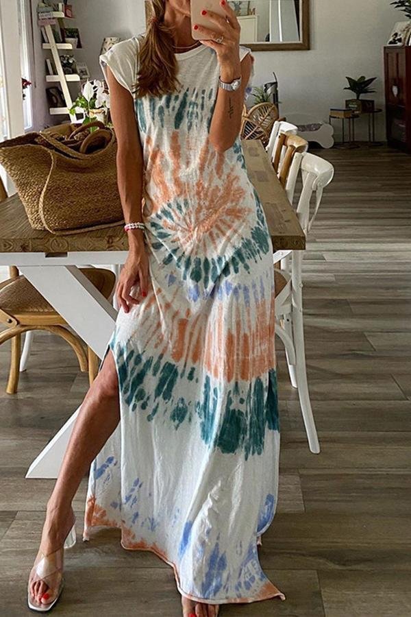 Womens Slit Loose Irregular Maxi Dress-Allyzone-Allyzone